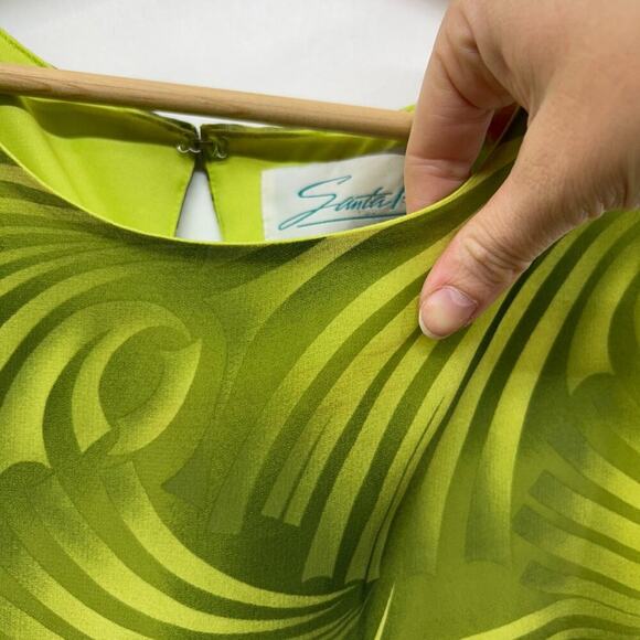 Vintage Y2K 2000s Santa Fe Green Funky Print Lined Sleeveless Midi Dress Medium - Picture 7 of 7